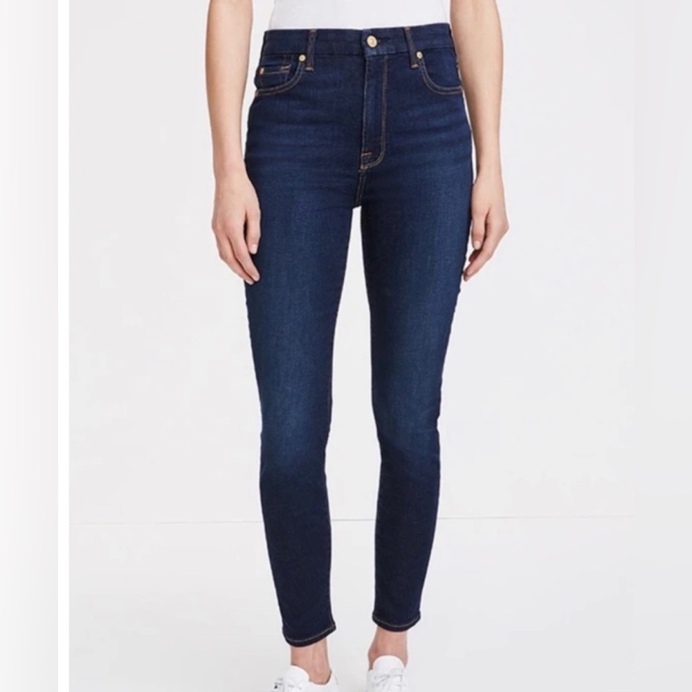 7 For All Mankind High Waist Ankle Skinny Slim Illusion Luxe